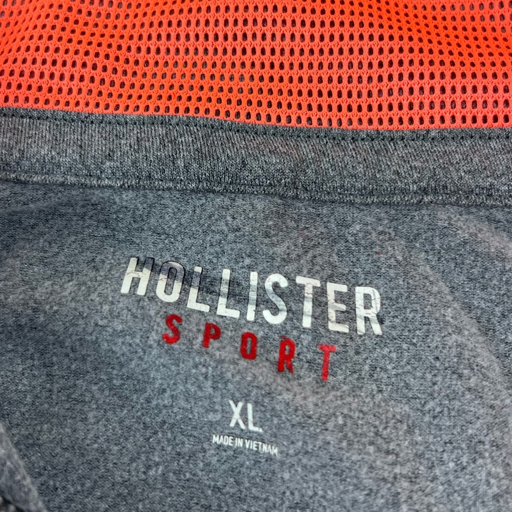 Womens Hollister Sport 1/4 Zip Pullover Shirt Grey Orange Longsleeve Size XL - Picture 4 of 9